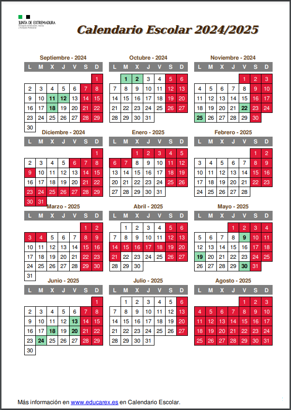 CALENDARIO ESCOLAR 24 25