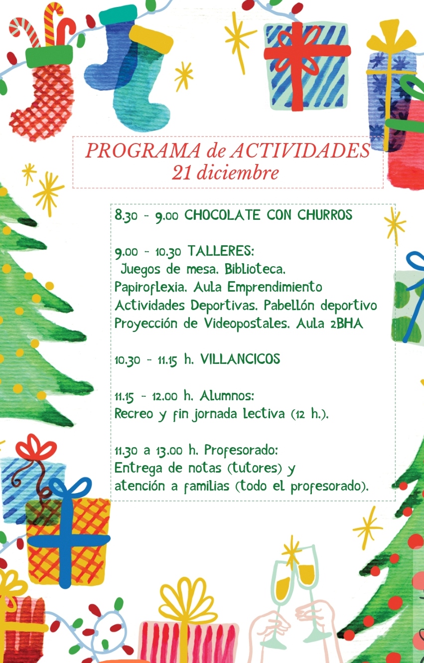 PROGRAMA DE ACTIVIDADES 21 DICIEMBRE