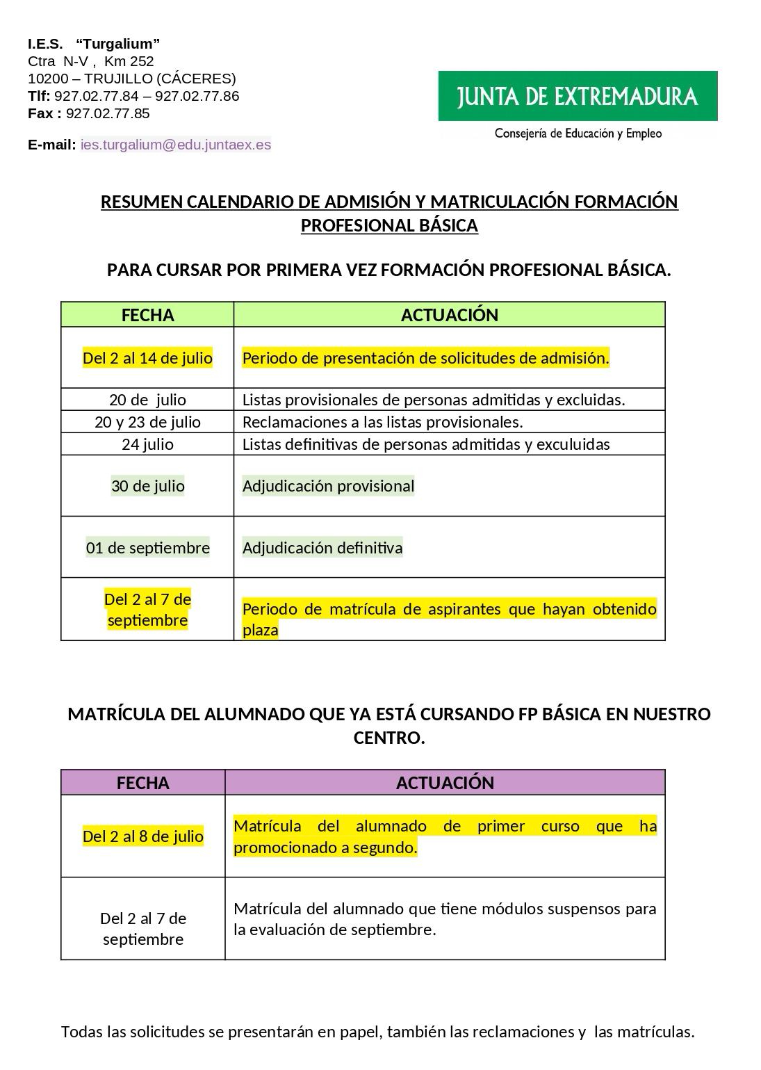 Calendario matriculación FPB page 0001